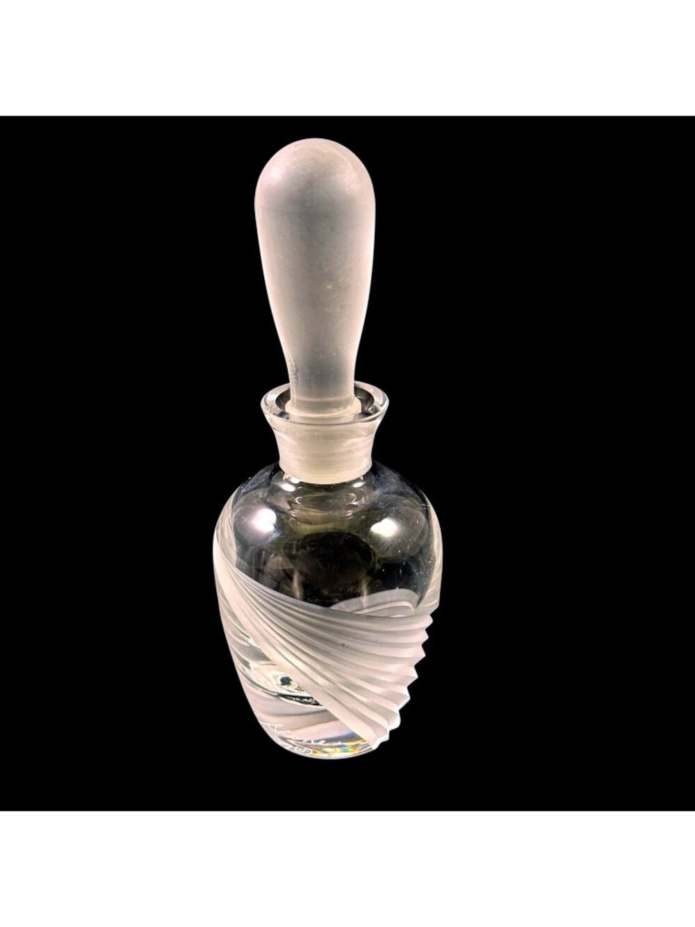 Lenox Windswept Clear Glass Perfume Bottle and Stopper Vintage 1990s Empty
